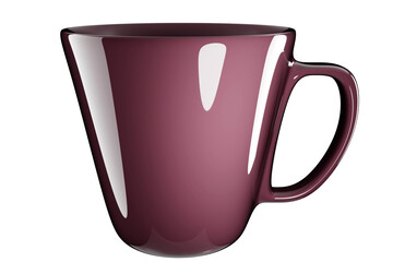 A maroon mug on an isolated white background. 3d rendering