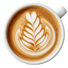 Beautiful Latte Art with Heart and Leaf Design in Coffee Cup