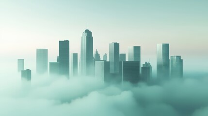 Fototapeta premium Vast Metropolis Engulfed in Smog with Skyline Hidden Amidst Foggy Atmosphere