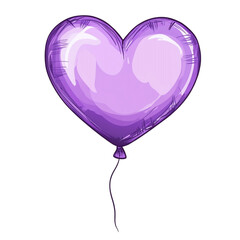 A purple heart-shaped balloon floats gently showing love and happiness