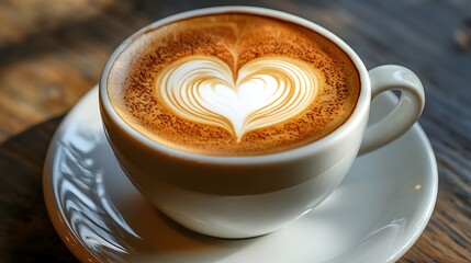 a cup of coffee with a heart-shaped design on top.