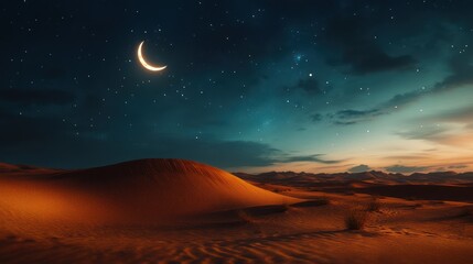 Crescent Moon Desert Landscape