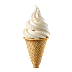 Tasty white frosting ice cream cone isolated on transparent background  
