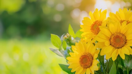 Obraz premium Vibrant Wildflower Bloom in Sunlit Garden Setting with Bright Yellow Sunflowers