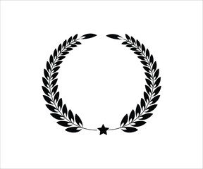 Black Laurel Wreath with Star Illustration