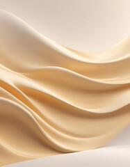 Obraz premium Soft Golden Beige Flowing Ribbons in Abstract Motion