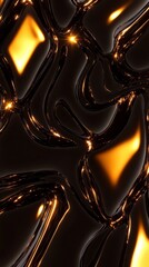 High quality illustration of Blackberry-inspired abstract shapes with glowing highlights in gold, polished and elegant