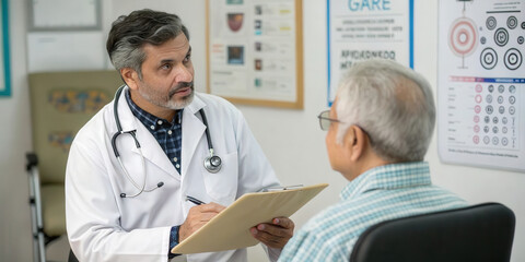 doctor attentively consults with patient in medical office setting