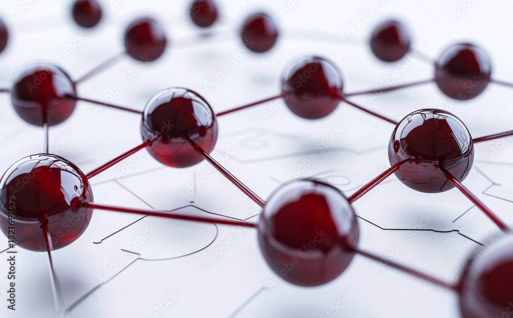 Poster a conceptual representation of a network connection with red spheres and connecting lines