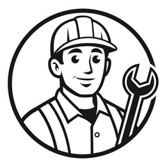 Handyman Character with Tool Construction Business Logo
