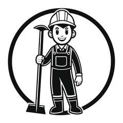 Simple Cartoon Handyman Construction Business Logo