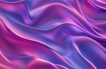Fototapeta premium Abstract purple and pink iridescent fabric waves.