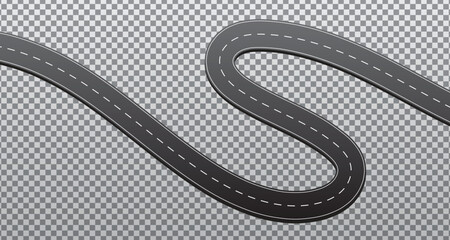 Winding road. Highway with curves and winding roads isolated on transparent background.