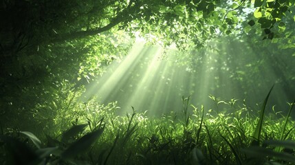 Naklejka premium Sunlight Through Green Leaves