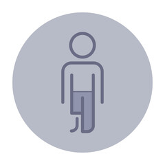Line icon of person standing with leg prosthesis. Inclusivity concept