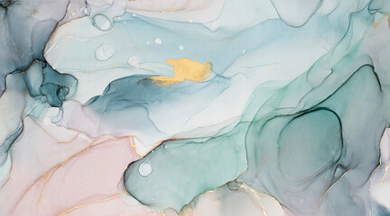 Fototapeta premium Abstract Alcohol ink Art with pastel blue green pink toned