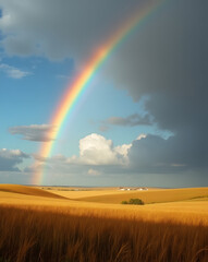 rainbow over the field