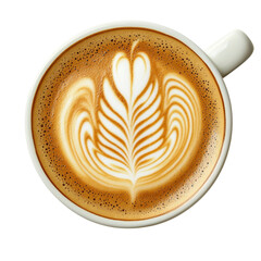 Latte Art with Beautiful Floral Design in a Coffee Cup