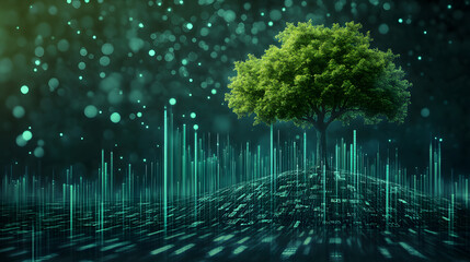 Green digital wave light texture