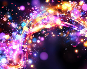 Obraz premium Vibrant swirling lights and bokeh create a festive magical scene