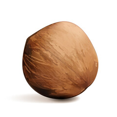 Coconut With Shadow Isolated On White Background