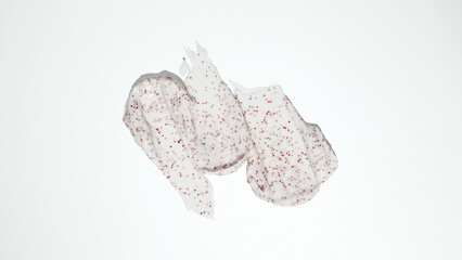 Smears of body scrub. Cosmetic smear. Fruit and berry body scrub texture of swatch