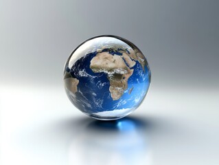 Fototapeta premium A depiction of our planet with blue oceans and white continents, presented in a simple style