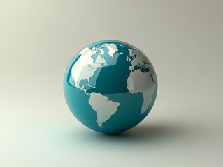 Fototapeta premium An illustration of Earth with blue waters and white continents, designed with a clean aesthetic