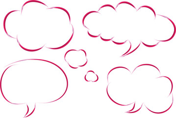 bright pink red colorful comic design speech bubbles set
