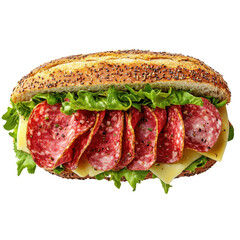 Delicious Salami Sandwich with Fresh Vegetables and Cheese
