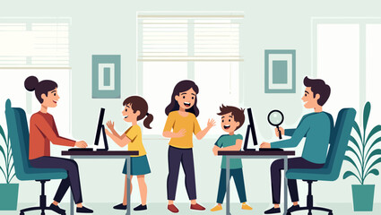 Office Workers at Computers with One Empty Desk: Workplace Dynamics