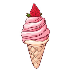 Delicious strawberry ice cream cone a sweet summer treat