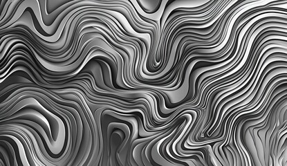 Abstract silver background with wavy lines and curves, vector illustration, monochrome color scheme