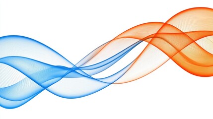 Naklejka premium Abstract blue and orange waves flowing, dynamic design, white background, website design