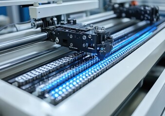 A chain drive system operates, moving components efficiently in industrial machinery