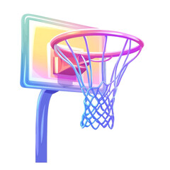 Vibrant iridescent basketball hoop ready for the game