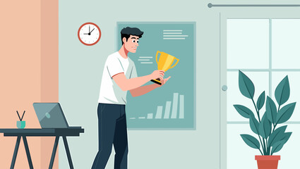 Young Man Learning New Skills to Achieve Career Goals in Professional Development