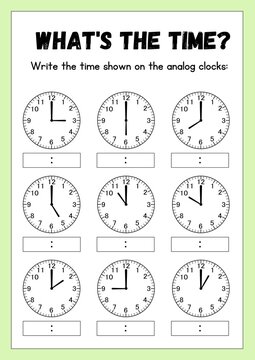 Help kids learn how to tell time with this engaging and colorful analog clock mathematics worksheet! 