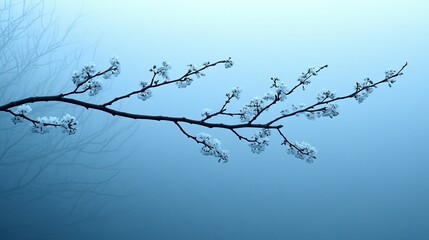 Delicate spring branch in soft blue light