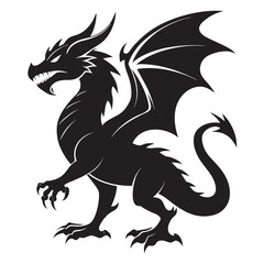 dragon black vector silhouette llustration on white background
