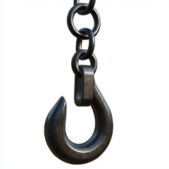 Obraz premium Black Metal Hook and Chain Link Industrial Hardware