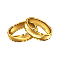 Two shiny gold wedding rings symbolize eternal love and commitment a perfect union