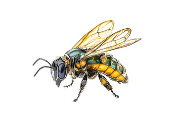 a close up of a bee.