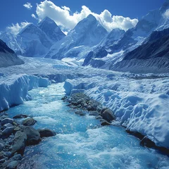 Fleecedeken met foto Khumbu Glacier – One of the largest glaciers in Nepal, located near Everest Base Camp © Eli