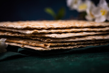 Traditional Jewish bread matzo for Passover