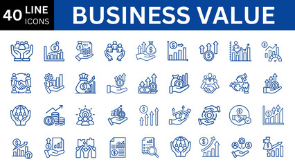 Business value line editable icon set. 