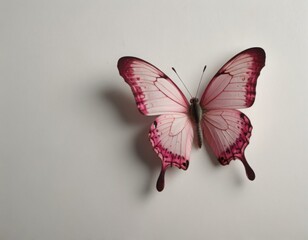Obraz premium Pink butterfly on a white background 