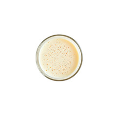 Fresh Creamy Foam in Round Glass on Black Background