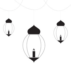 Ramadan Lantern Silhouette Vector | Hanging Islamic Lamp Illustration