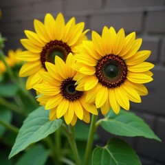 Obraz premium Close-up of vibrant sunflower faces, petals unfurling , golden, bright